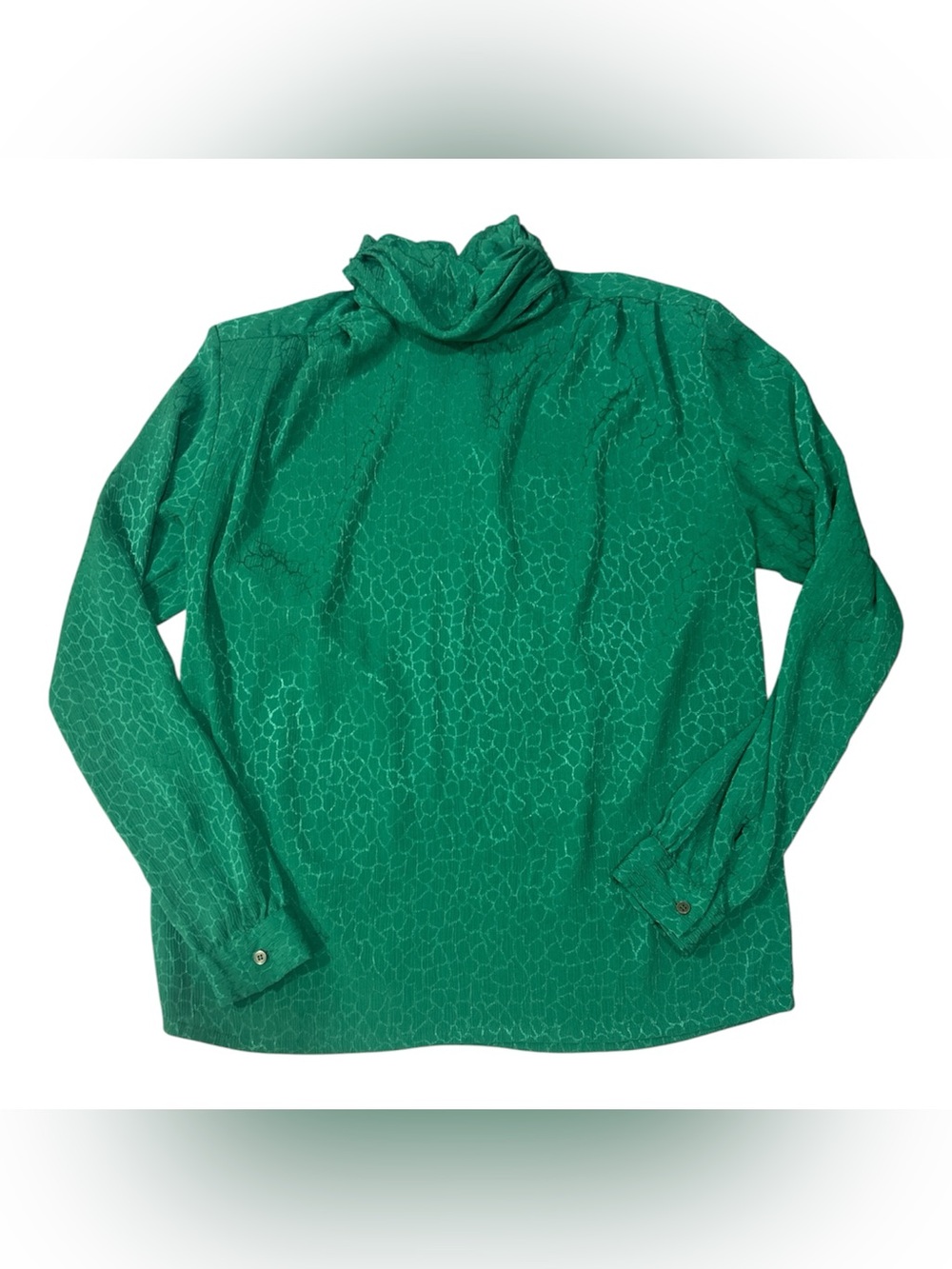 Susan Hutton Vintage 80s Green Long-Sleeve Turtleneck blouse Sz 12